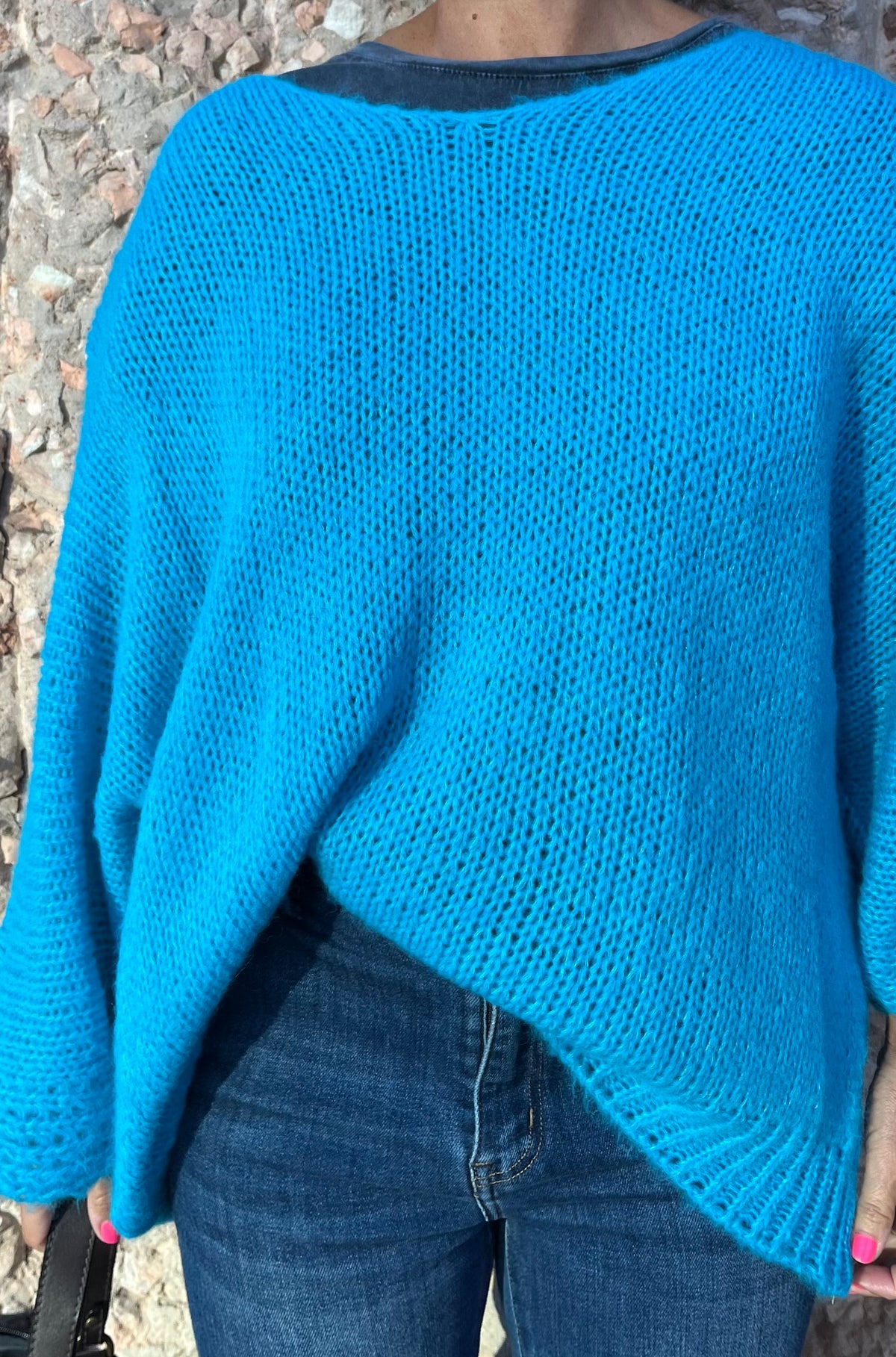 Jersey oversize de punto azul turquesa