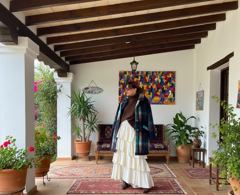 Falda efecto pana fina