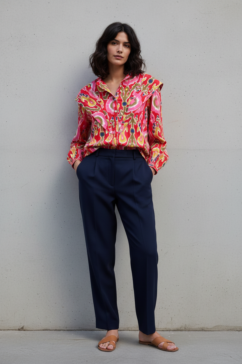 Camisa algodón tonos rojos mujer tendencia primavera verano