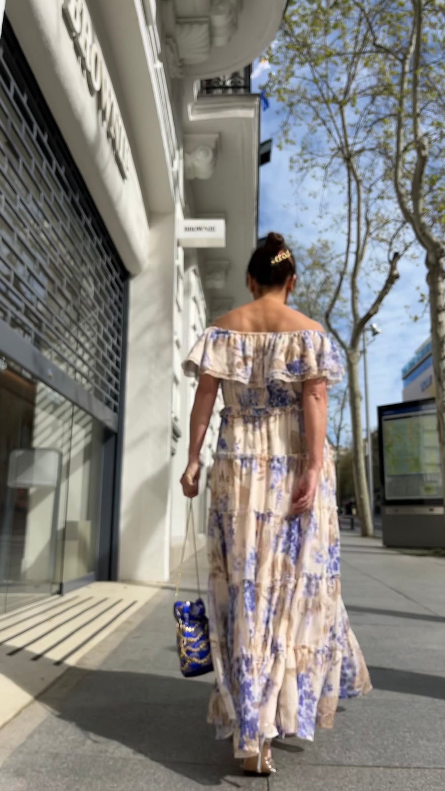 Vestido Maxi Boho Chic Floral - Hombros Descubiertos y Volantes Ideal Invitada