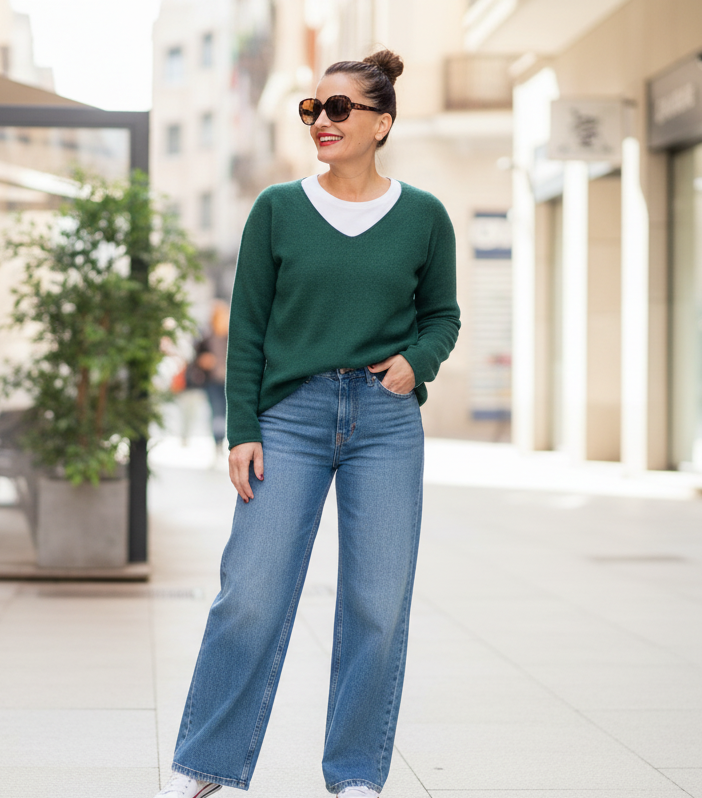 Jersey pico verde botella