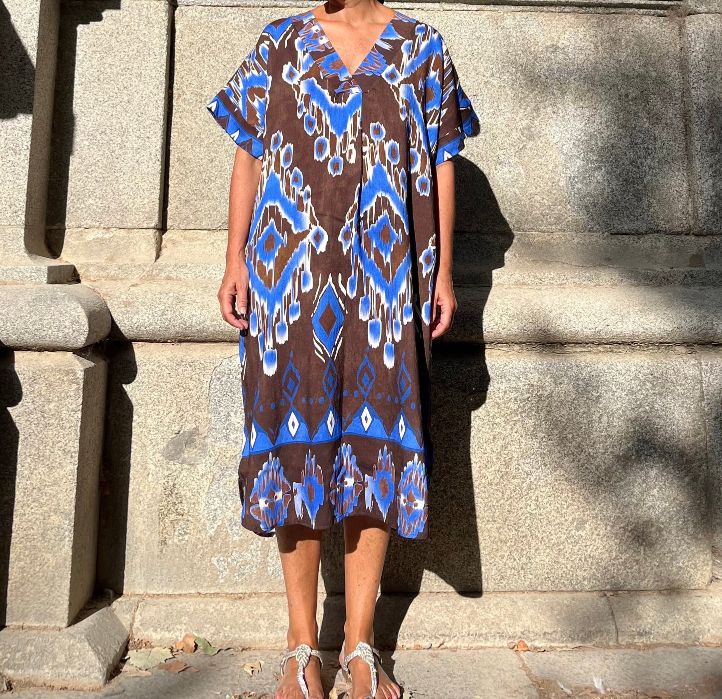 Vestido Étnico Chocolate & Azul