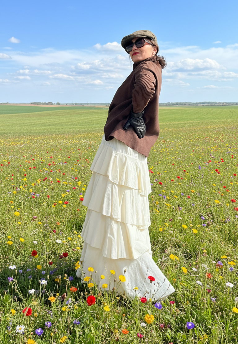 Falda efecto pana fina