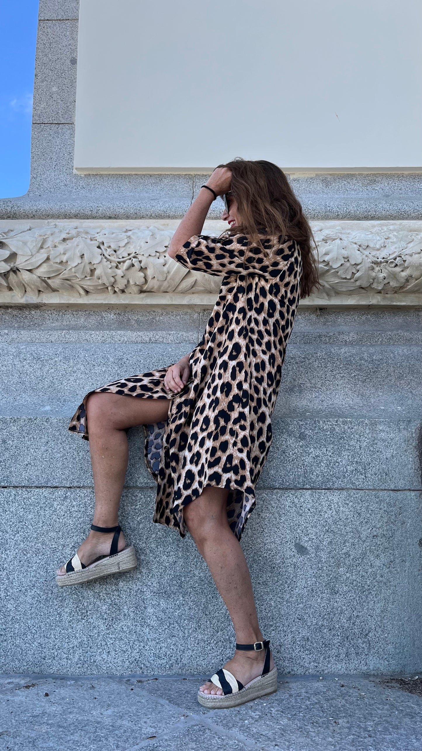 Vestido camisero animal print