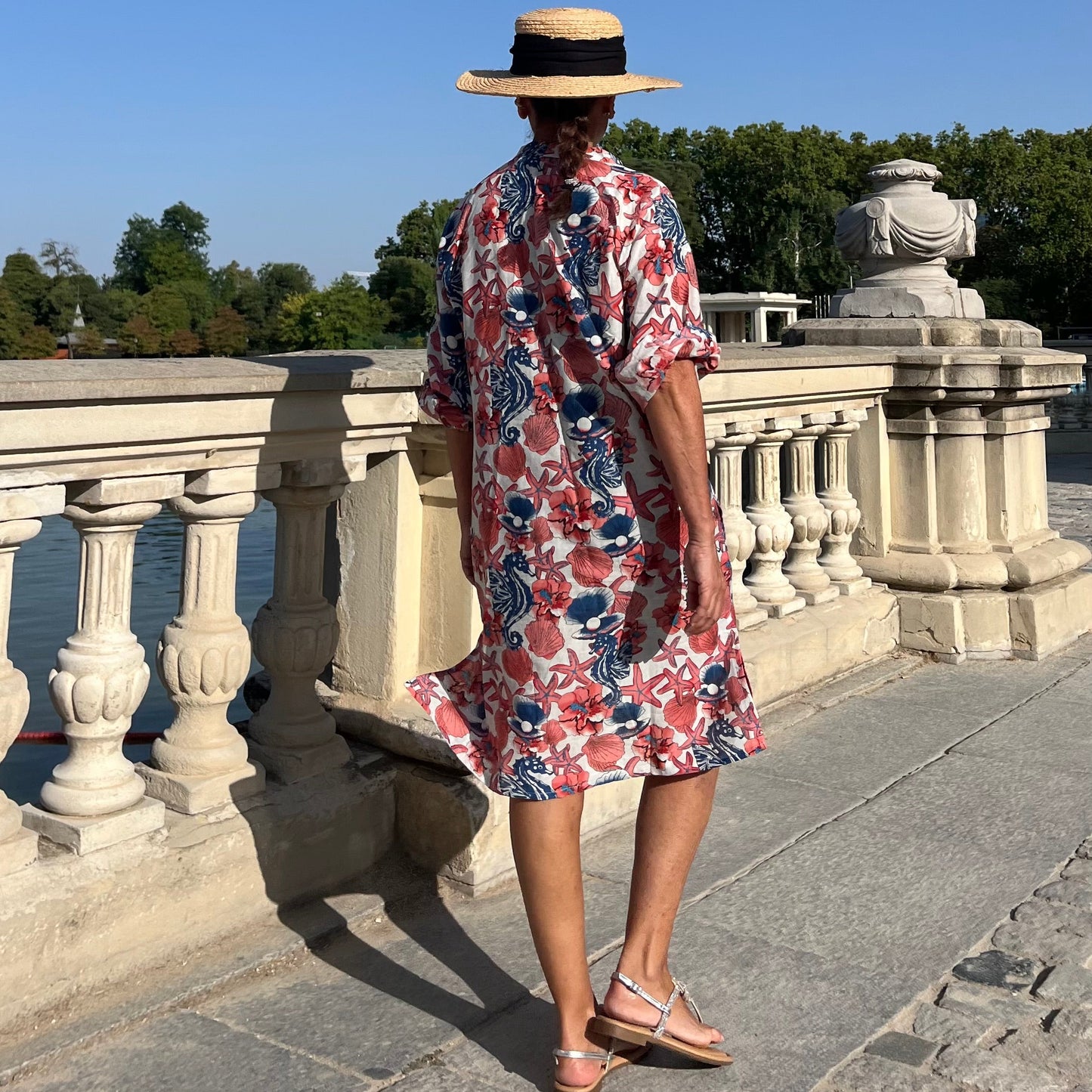 Vestido camisero estampado mujer verano midi