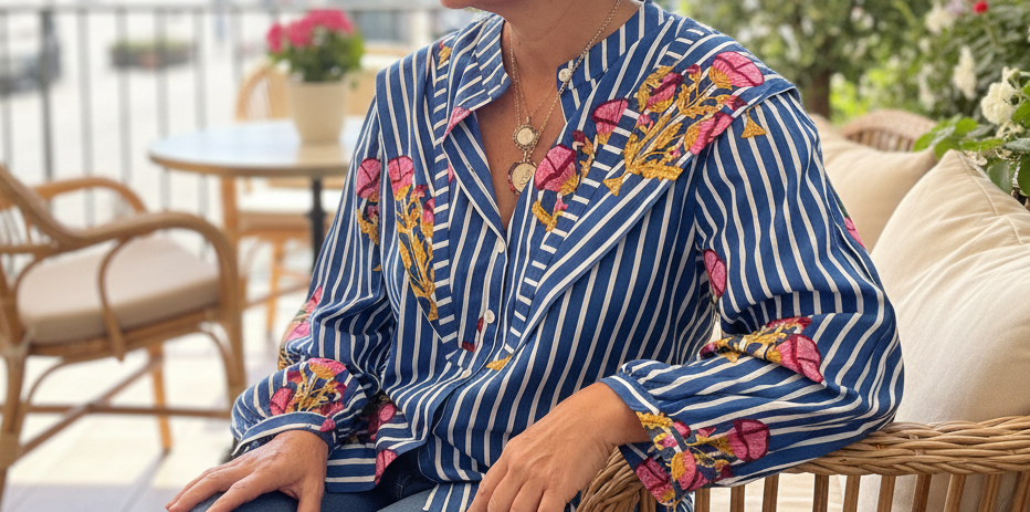 Camisa rayas mujer azul marinera
