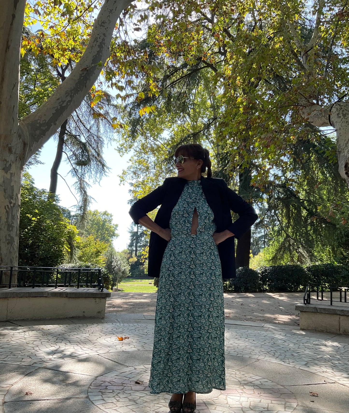 Vestido largo tonos verdes💚🤍