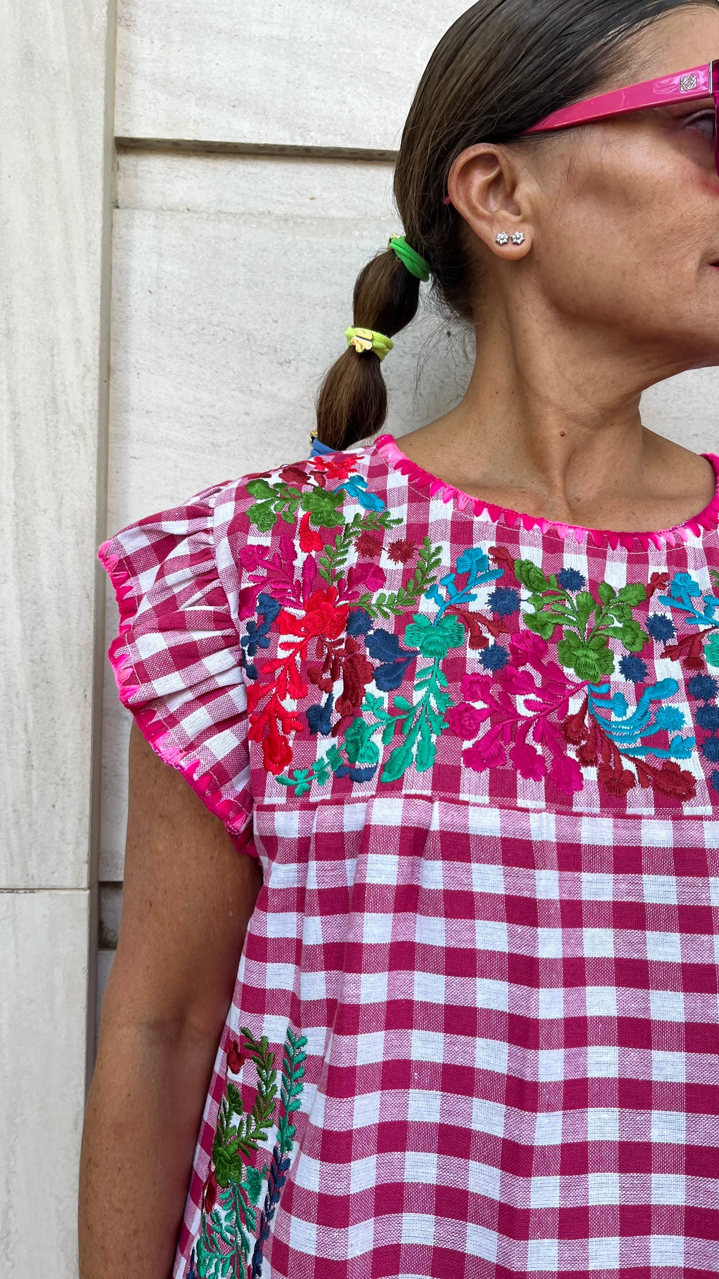 Vestido Vichy fucsia