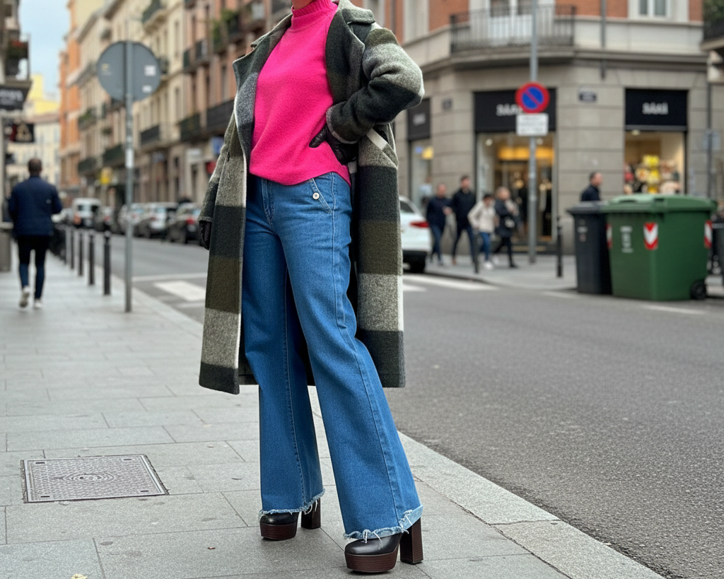 Abrigo de cuadros largo