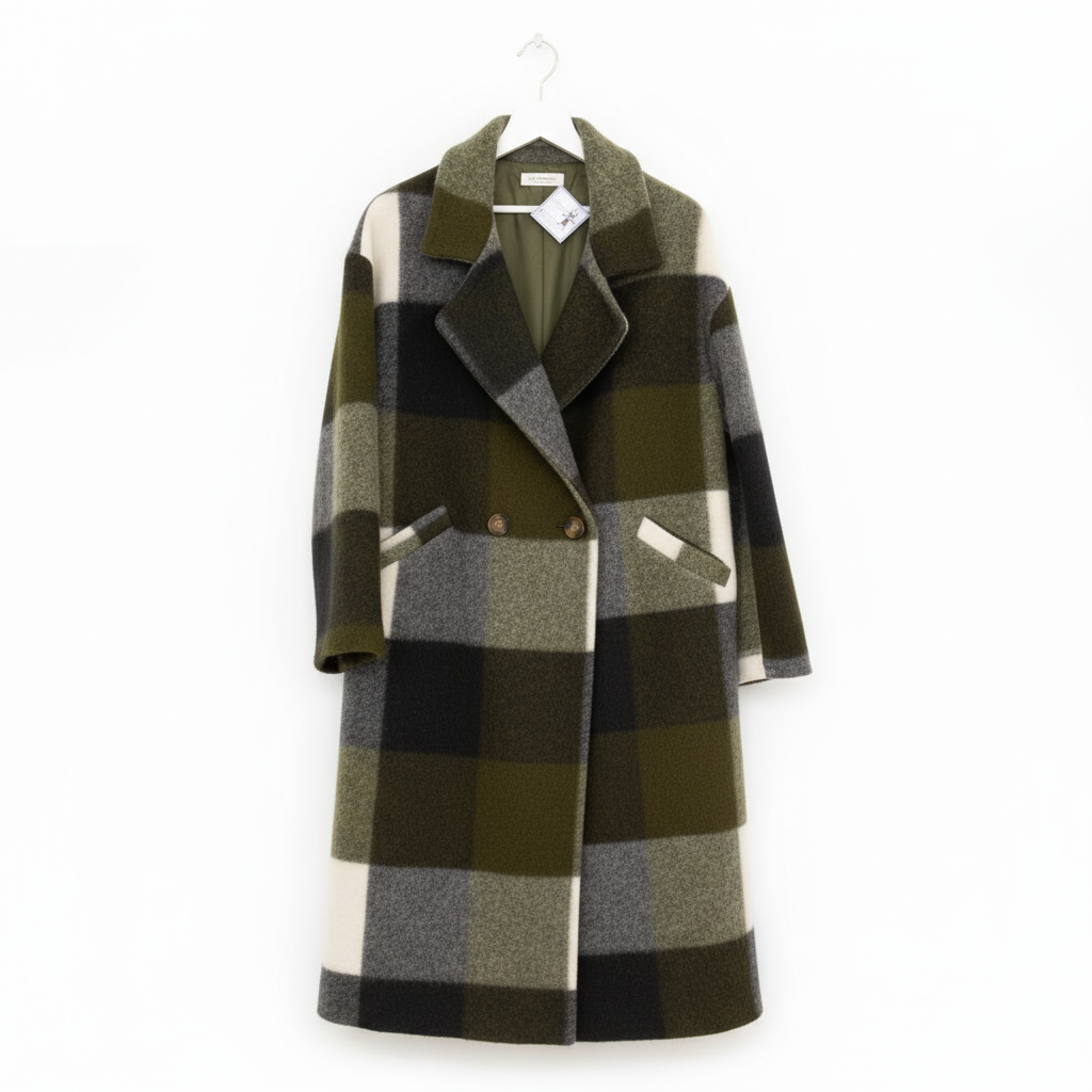 Abrigo de cuadros largo
