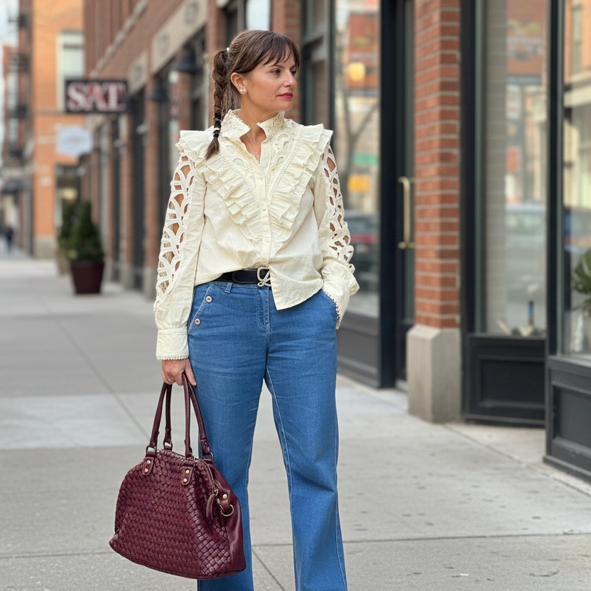 Camisa Volantes Calados