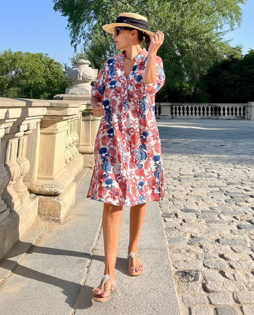 Vestido camisero estampado mujer verano midi
