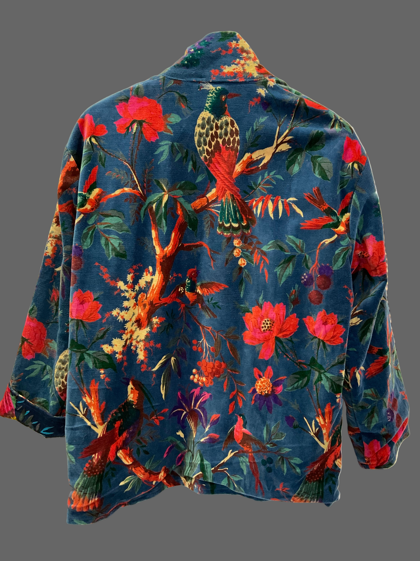 Chaqueta de terciopelo reversible pájaros