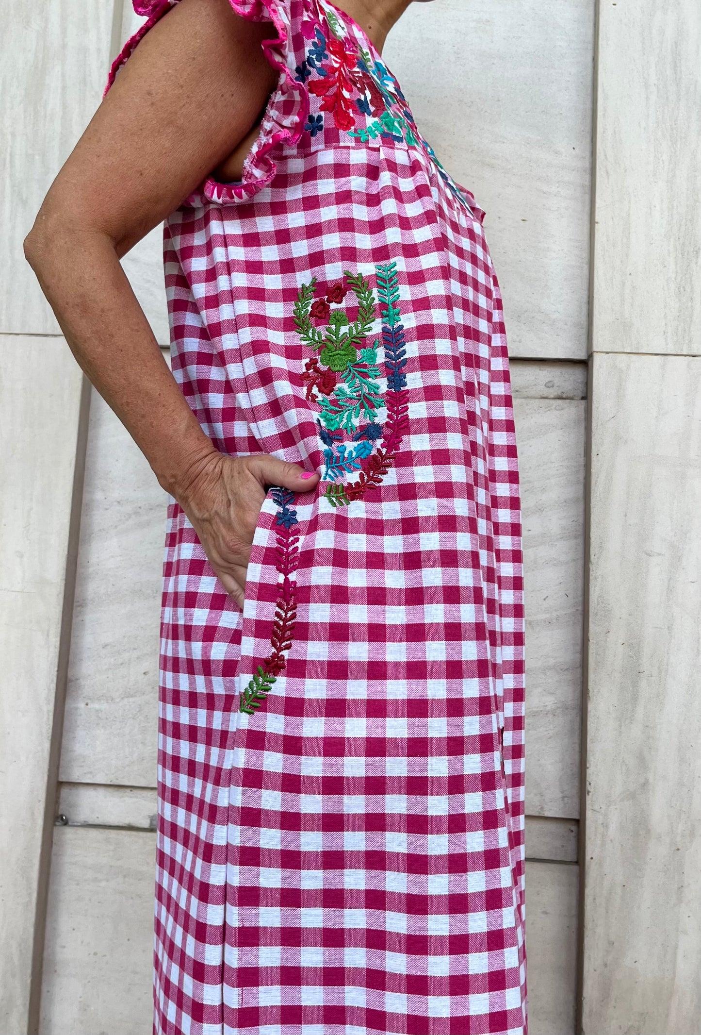 Vestido Vichy fucsia