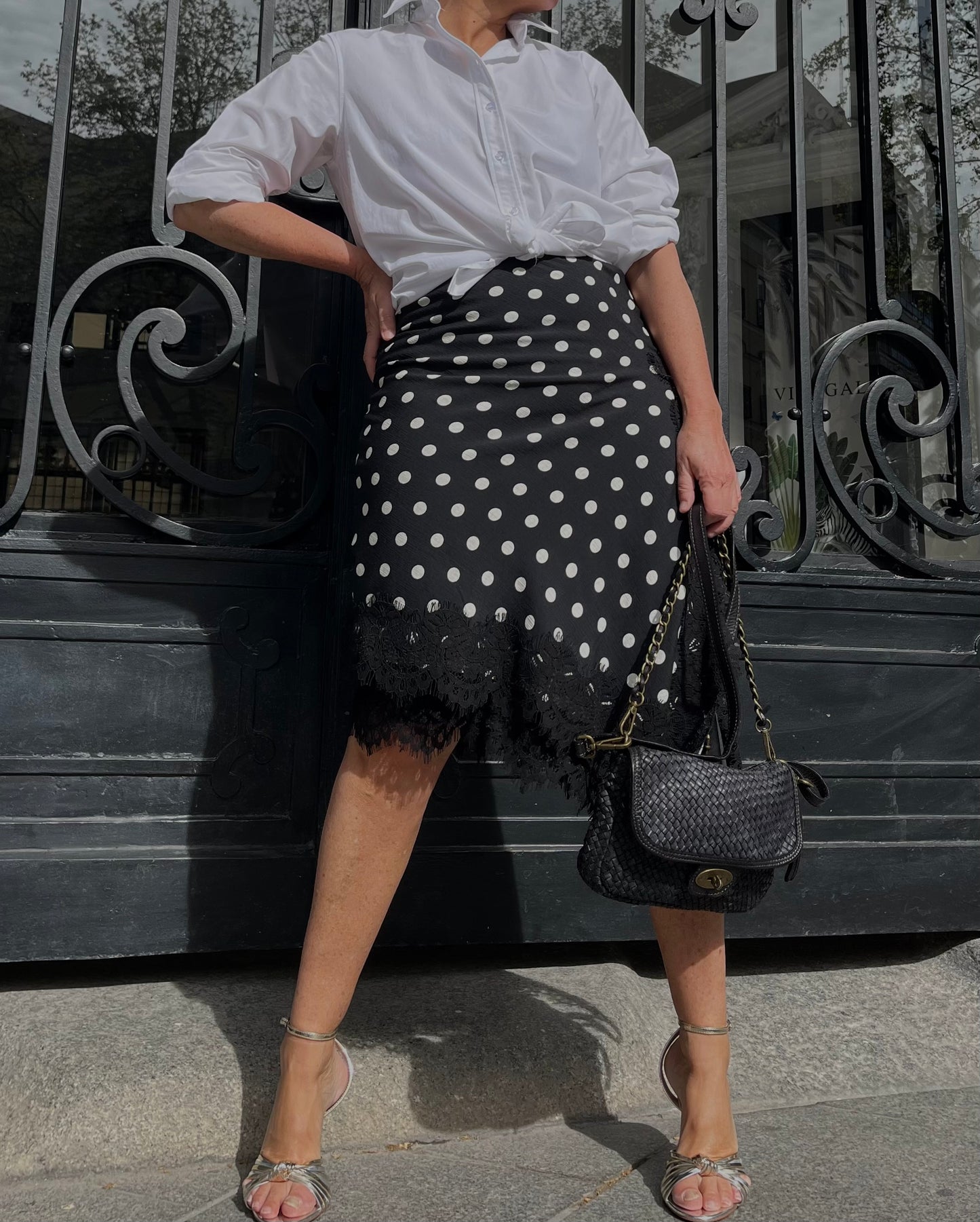 Falda Lunares "París Night" con Encaje Asimétrico