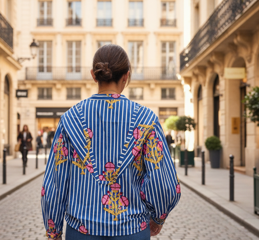 Camisa rayas mujer azul marinera