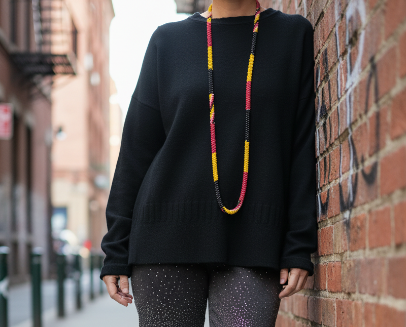 Jersey de punto negro / rojo