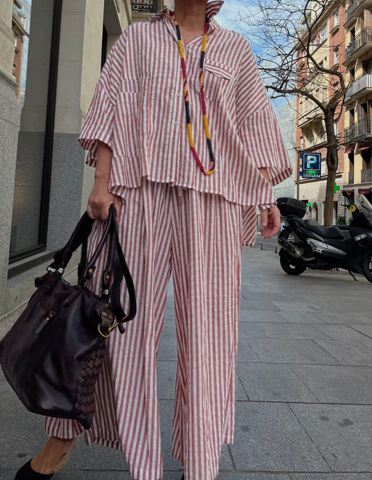 Conjunto oversize mujer tallas grandes rojo teja terracota