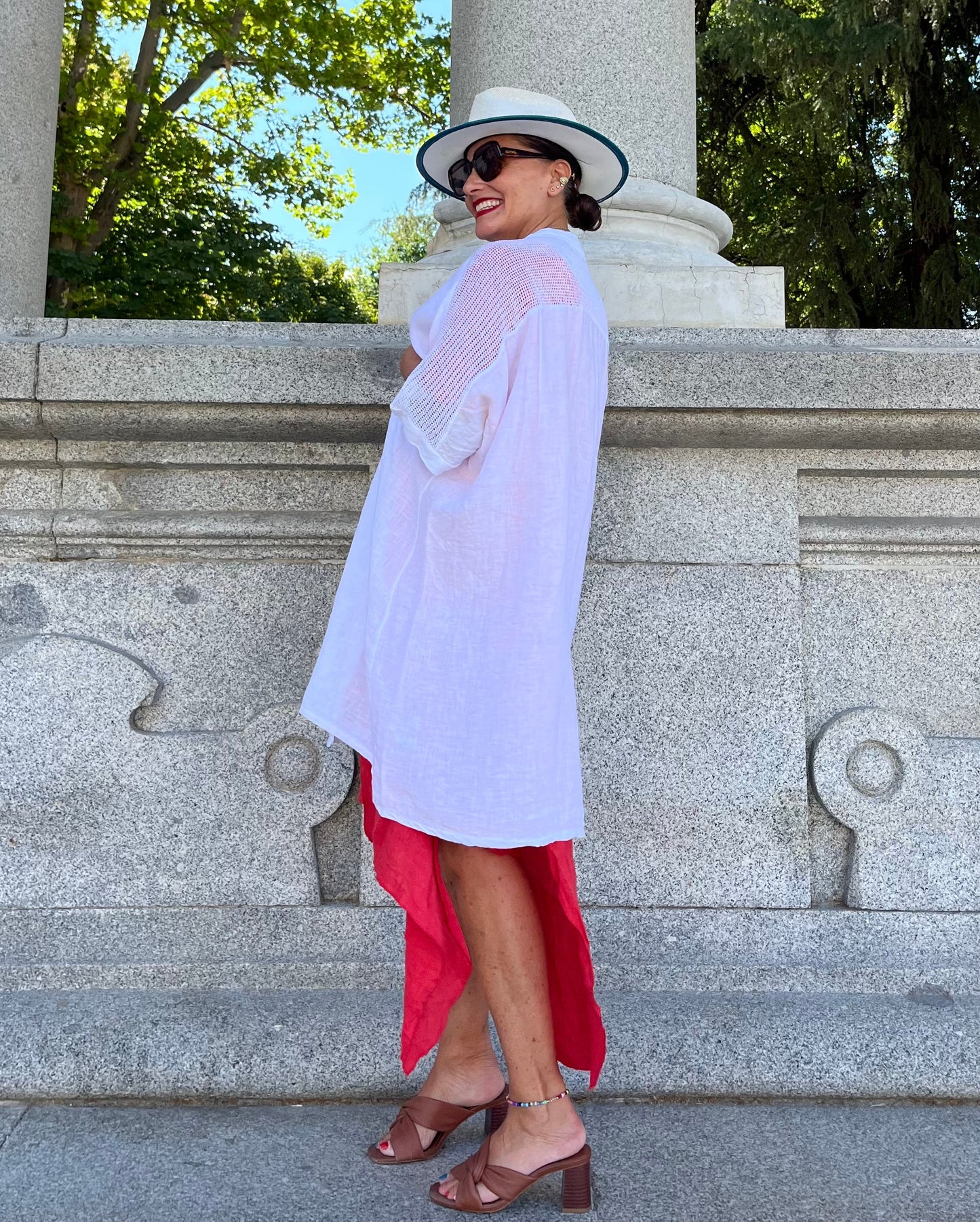Lino-Chaqueta-Vestido blanco.