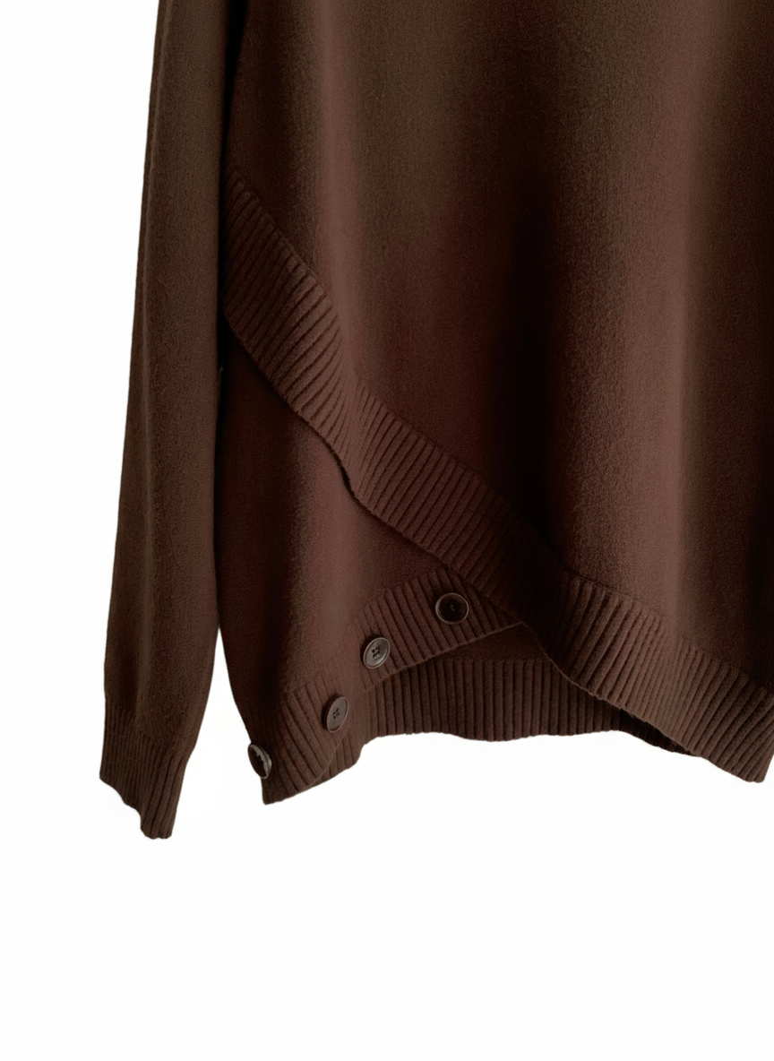 Jersey de punto marrón chocolate cuello vuelto