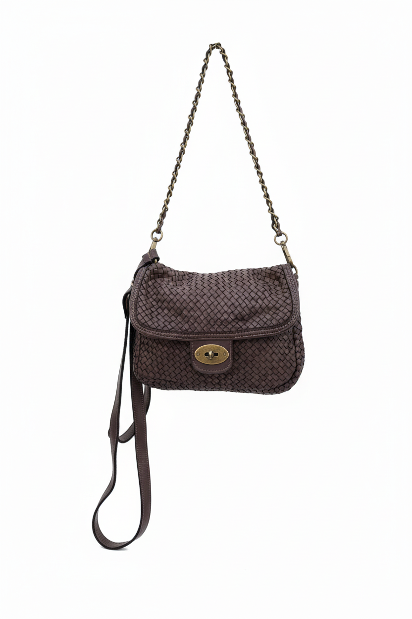 Bolso Milano trenzado de piel Marrón / Negro