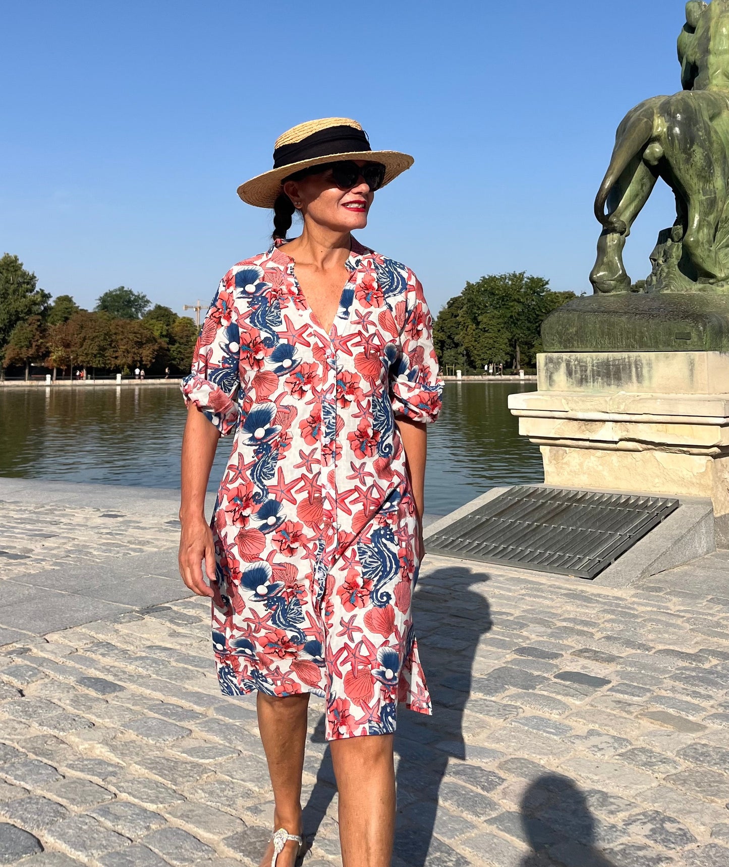 Vestido camisero estampado mujer verano midi