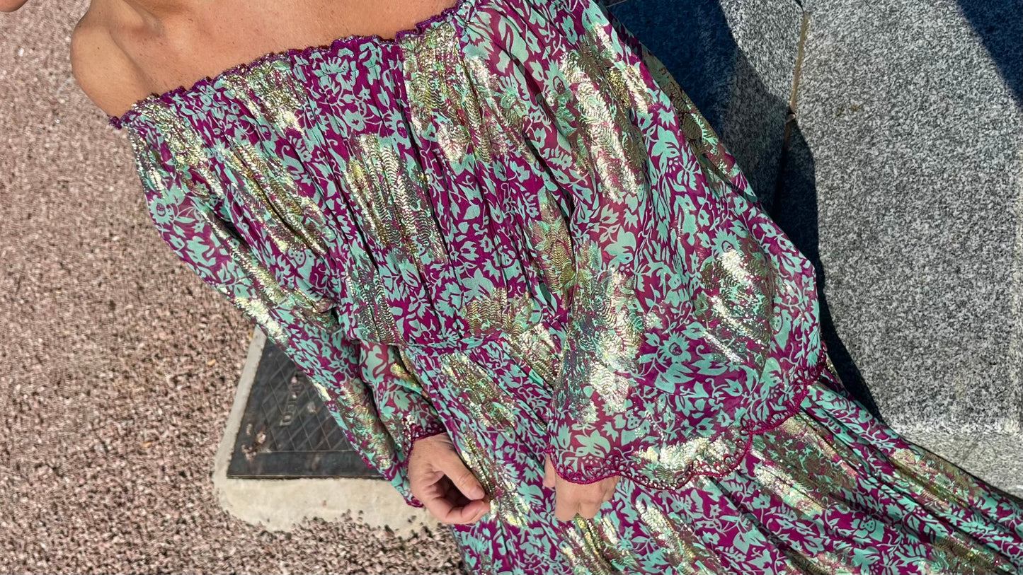 Vestido Oro Floral