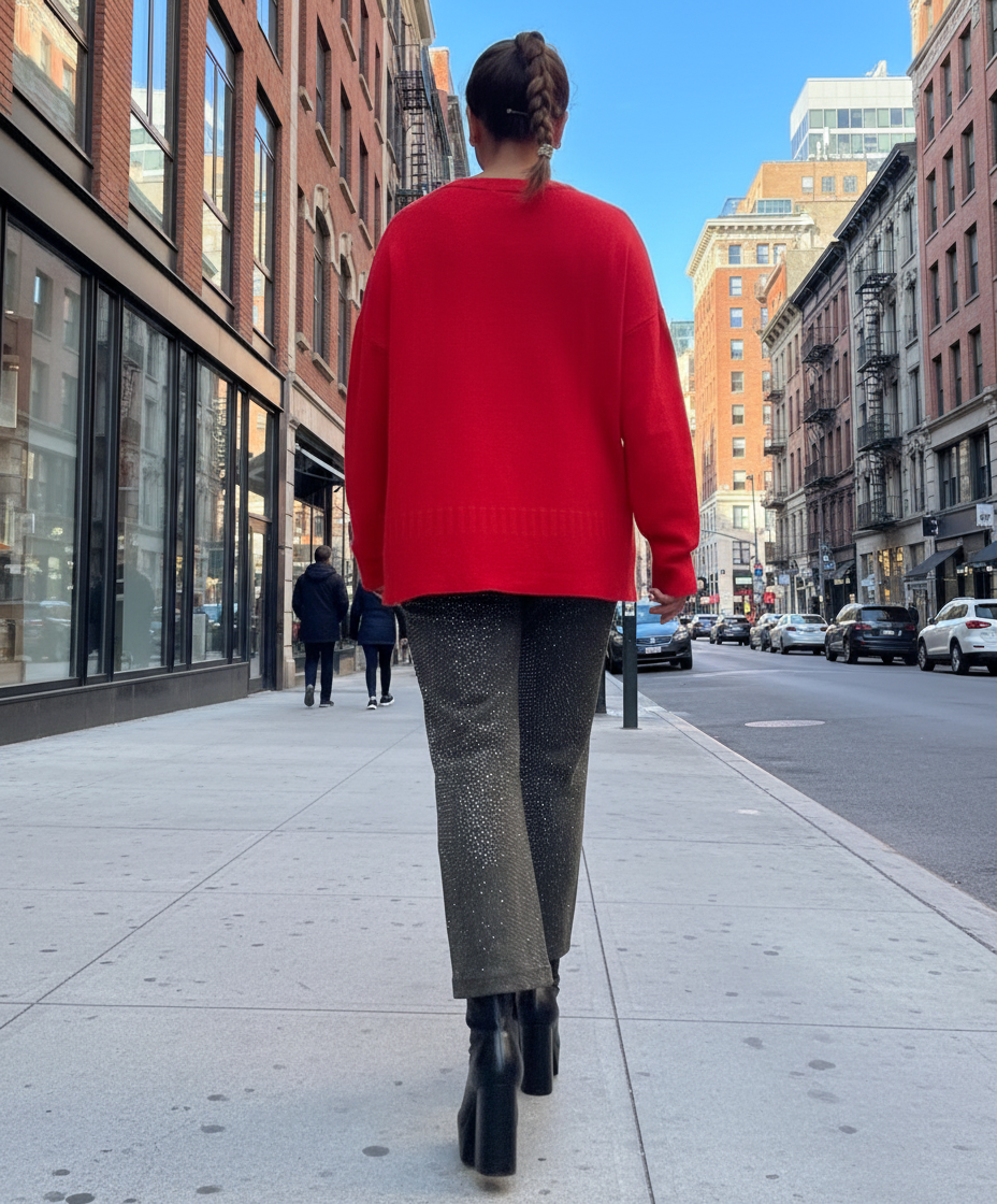 Jersey de punto negro / rojo