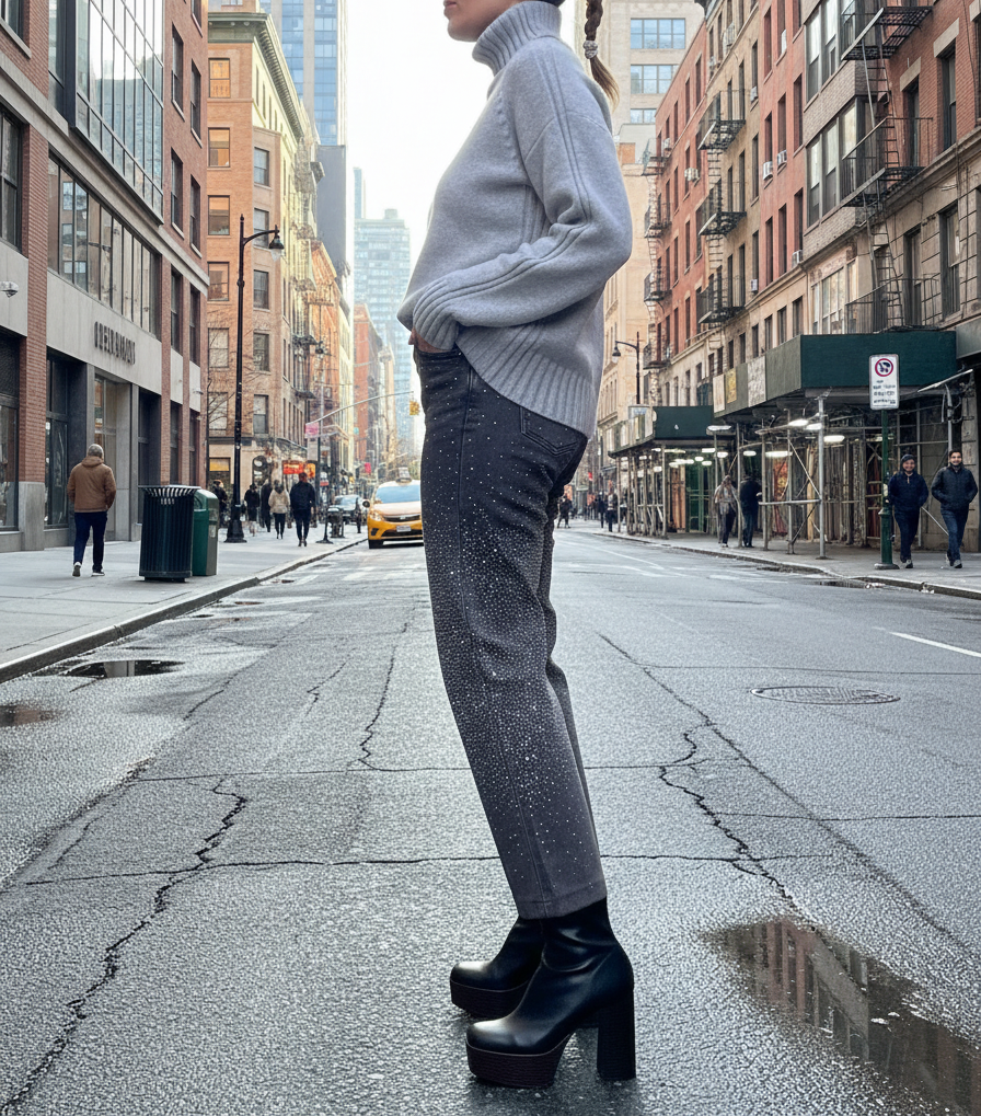 Jersey cuello alto gris