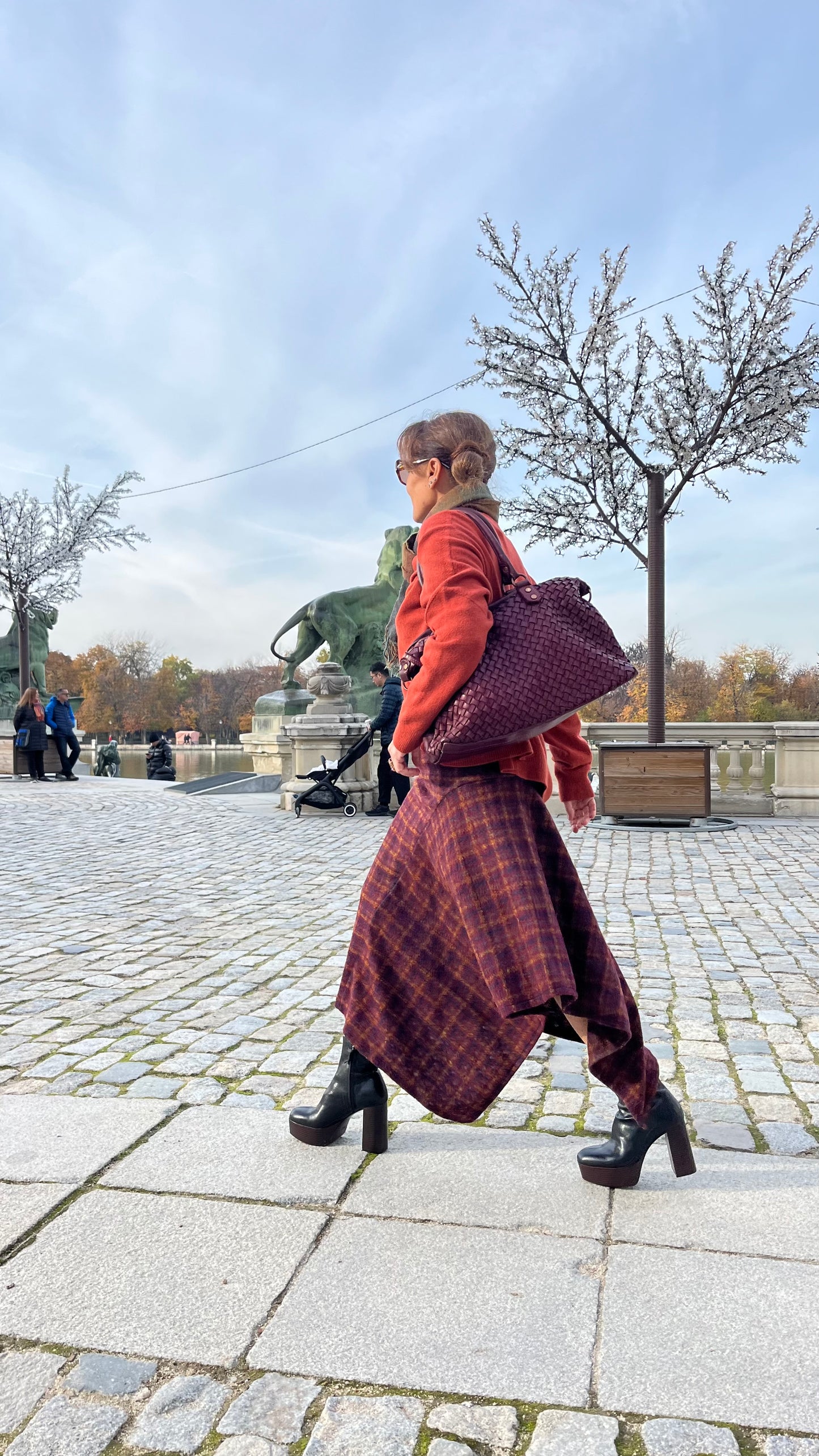 Falda midi Tartán Ciruela