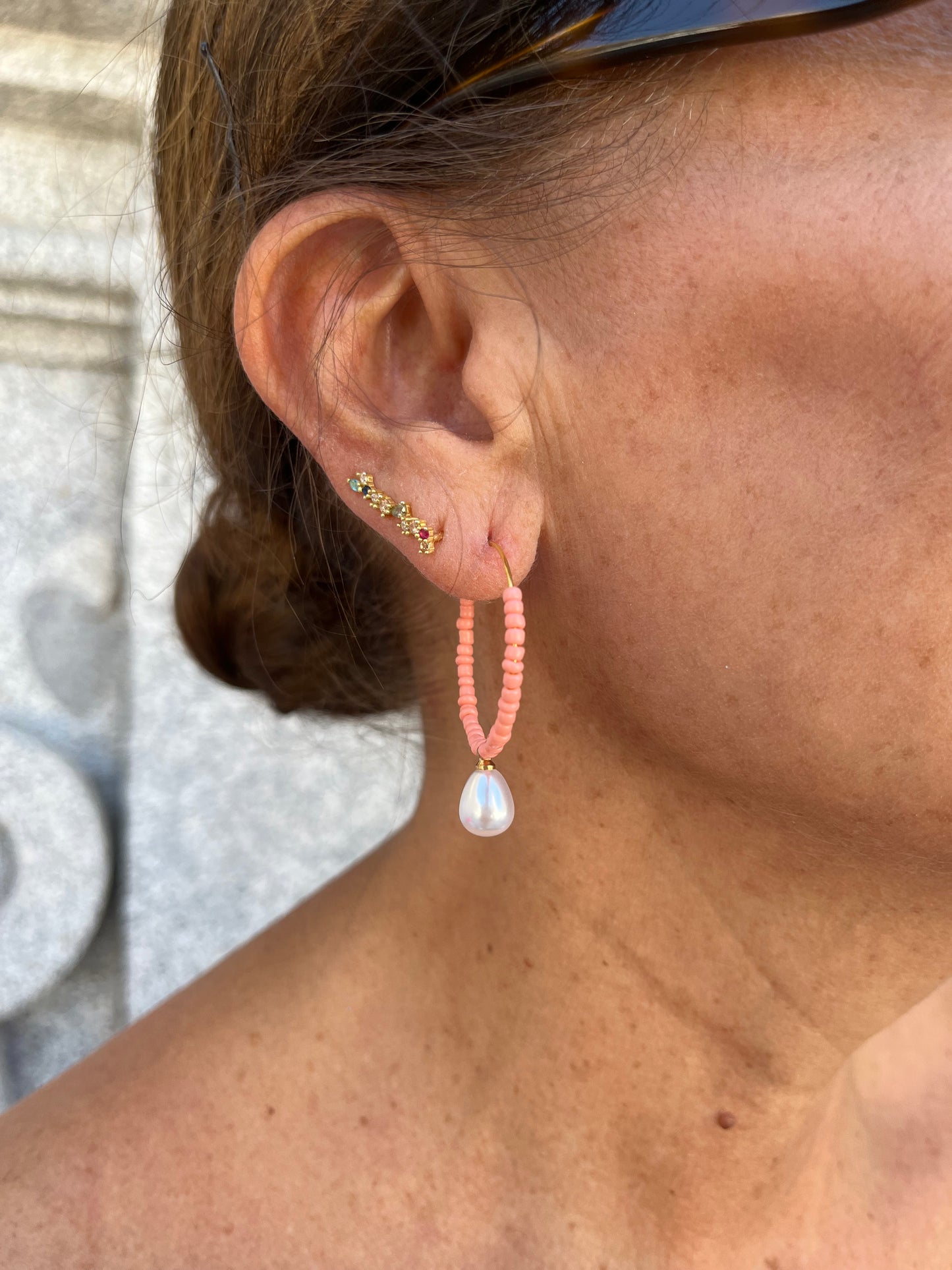 Aros coral perla