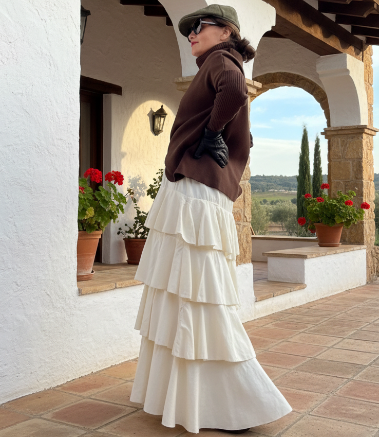 Falda efecto pana fina