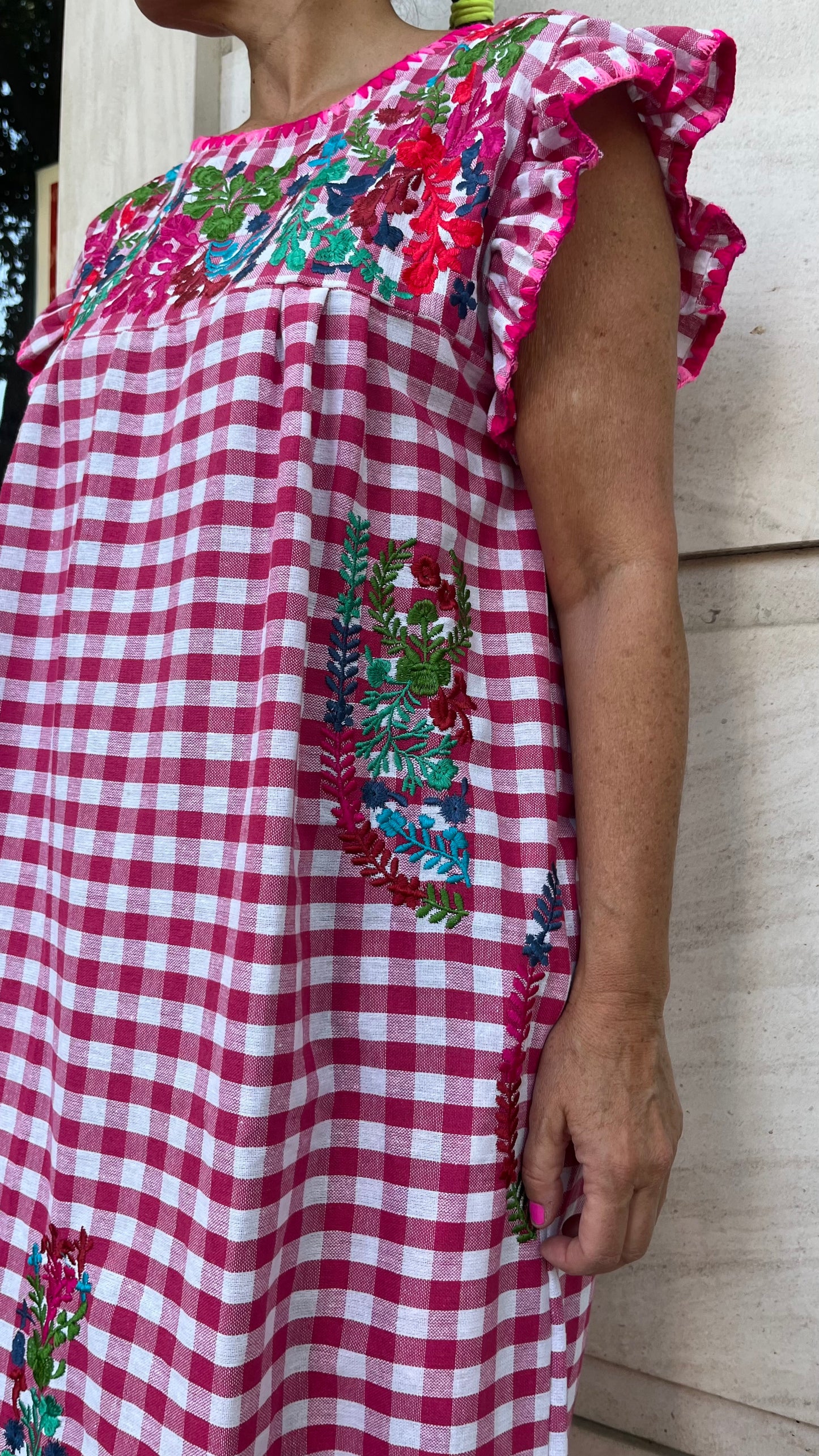 Vestido Vichy fucsia