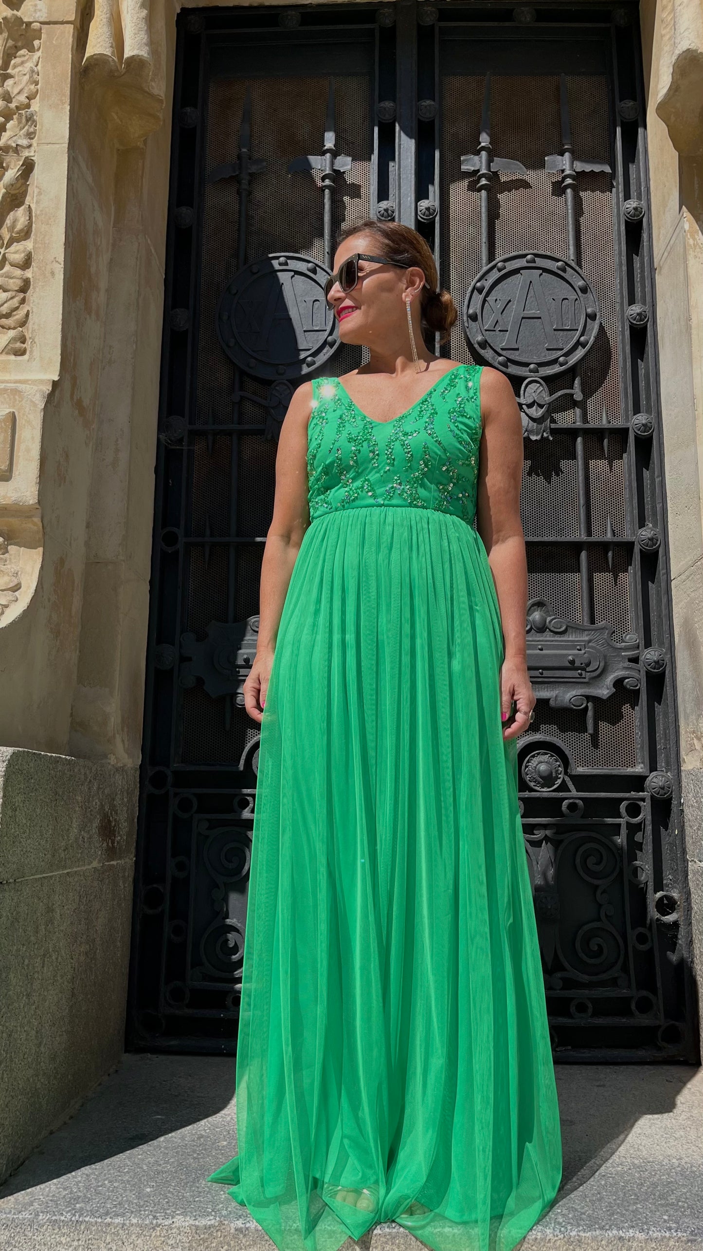 Vestido verde lentejuelas