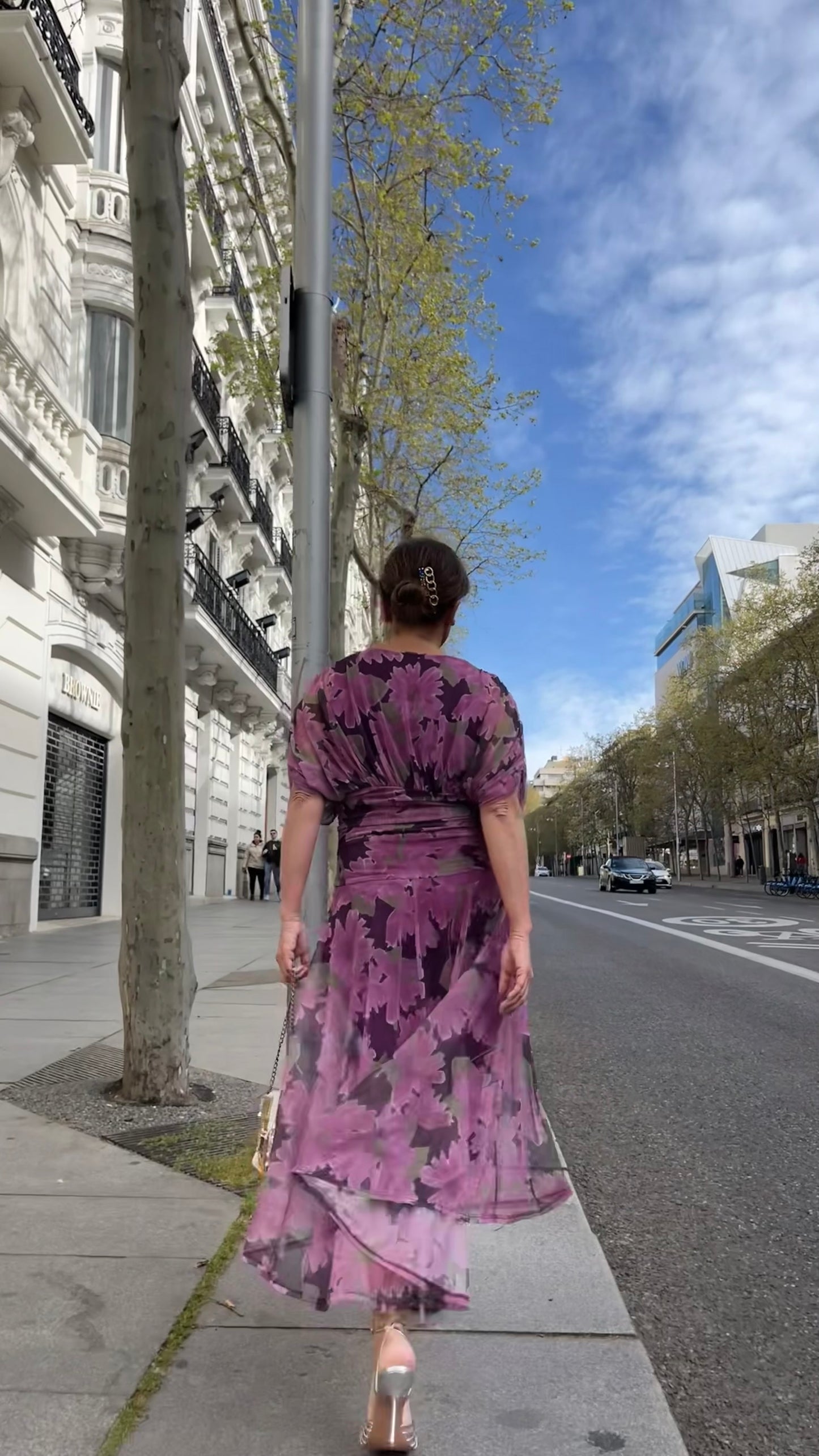 Vestido floral buganvilla punto elástico con forro interior
