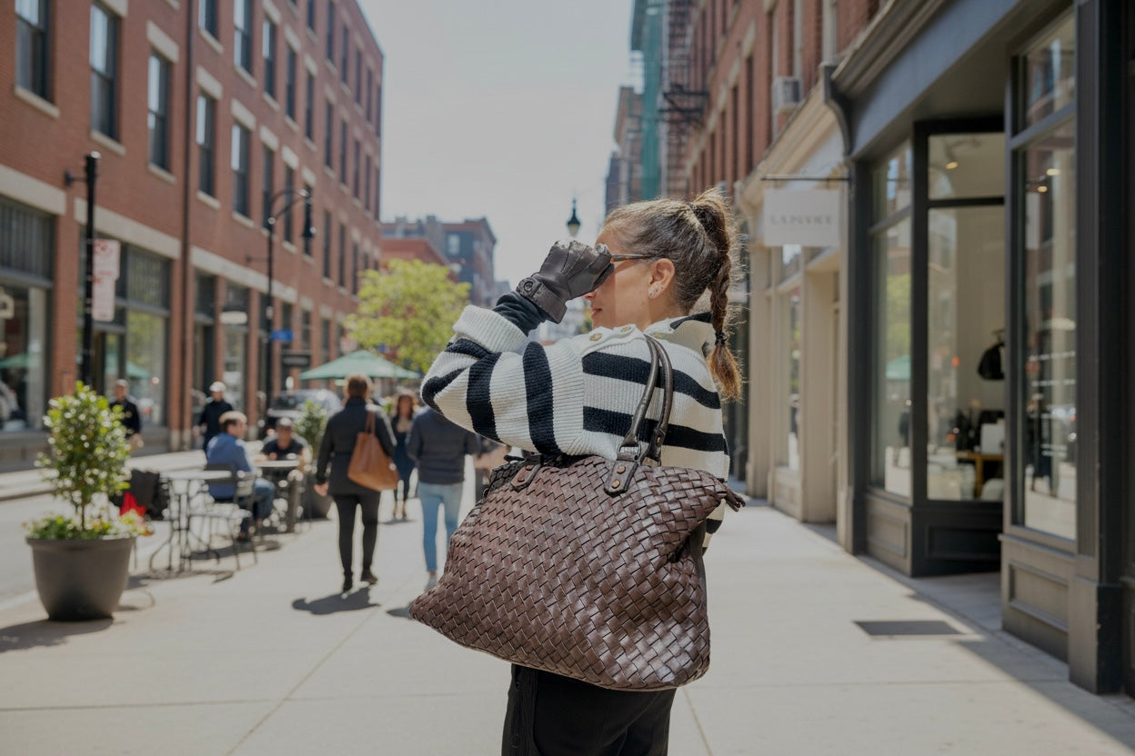 Bolso trenzado marrón