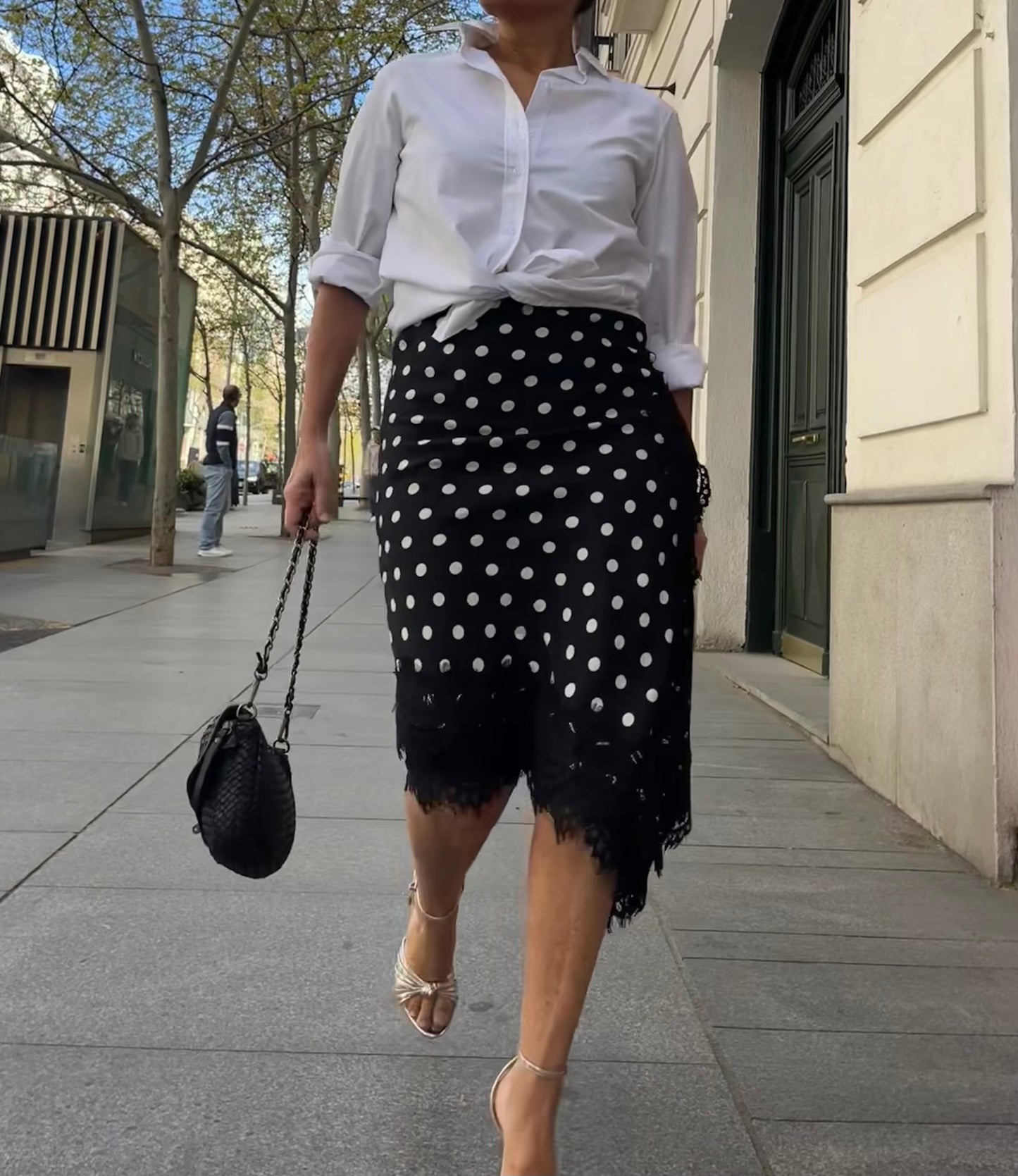 Falda Lunares "París Night" con Encaje Asimétrico