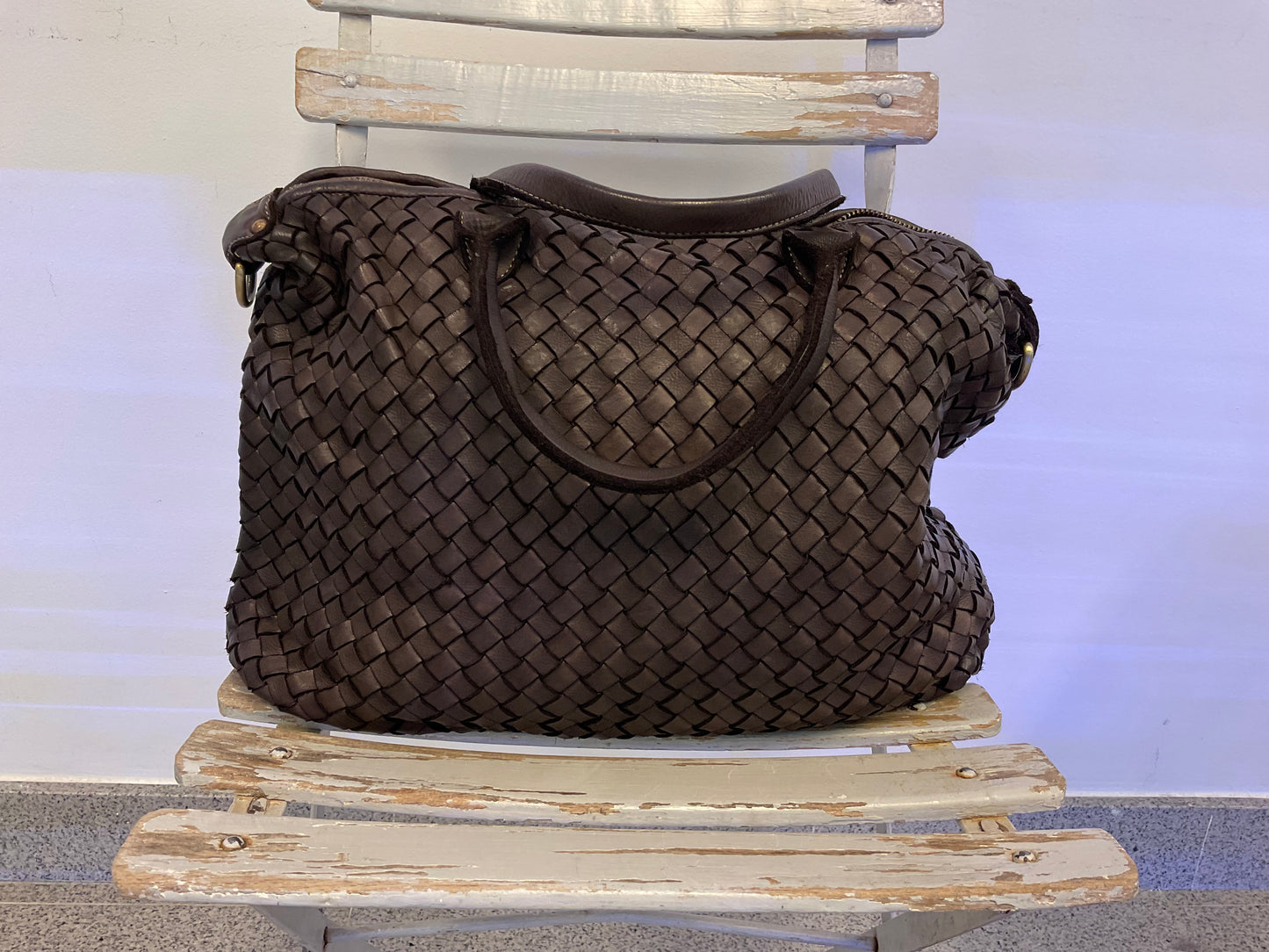 Bolso de piel trenzada con correa extraíble