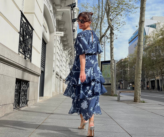 Vestido midi estampado floral azul