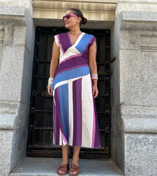 Vestido midi rayas multicolor