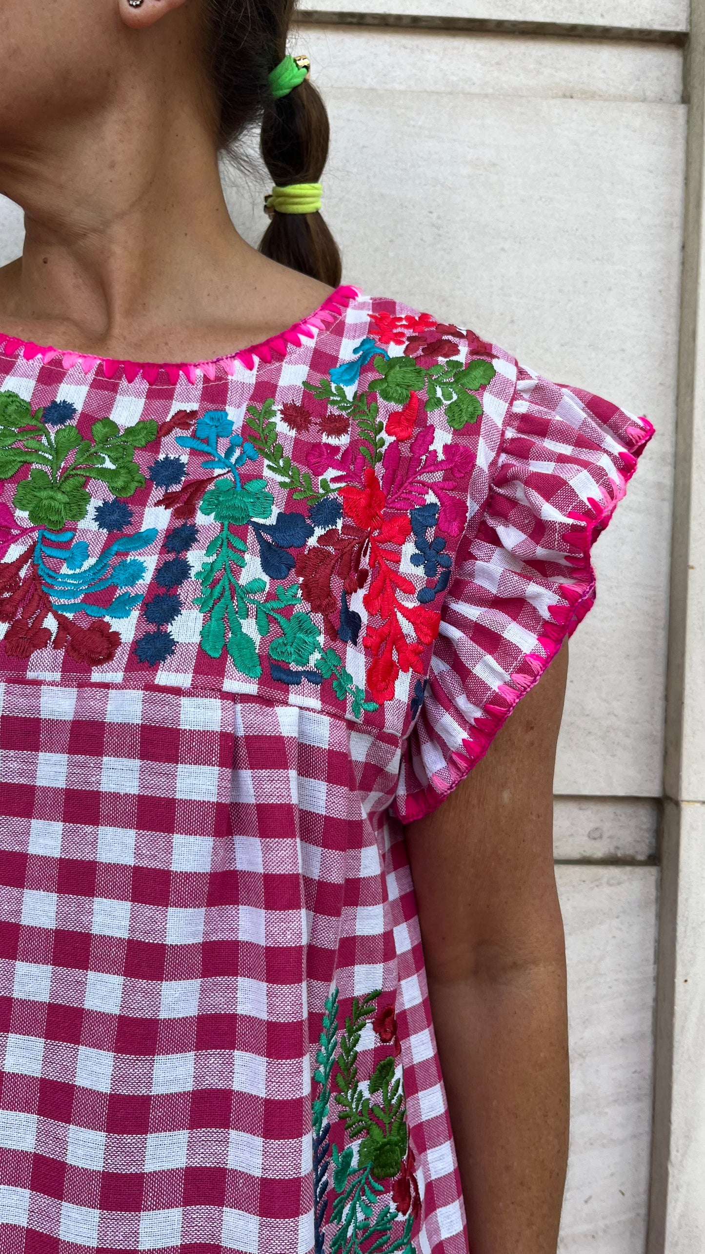 Vestido Vichy fucsia