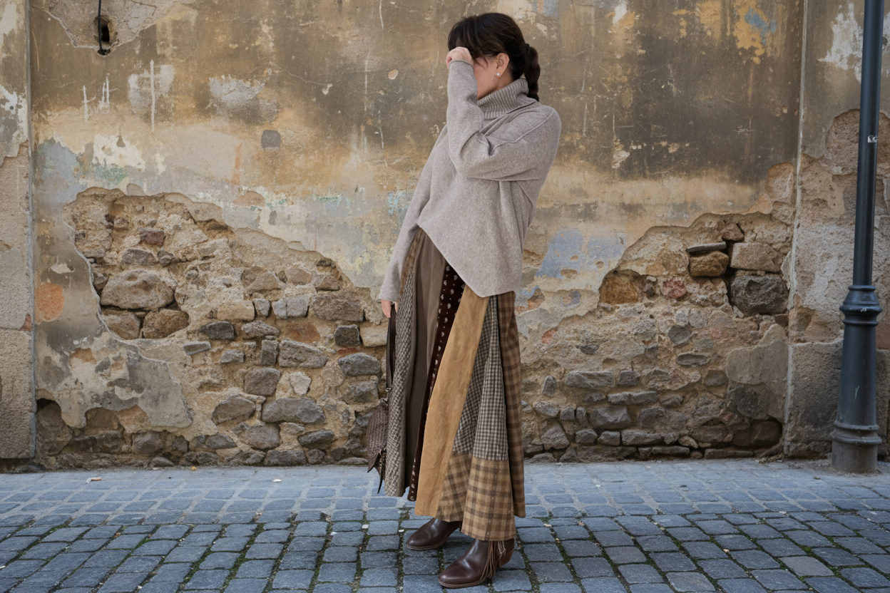 Falda Patchwork Tierra