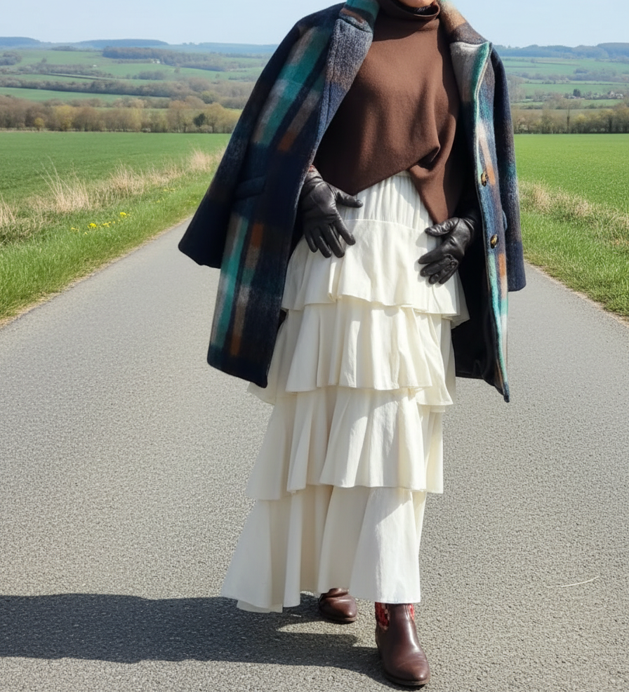 Falda efecto pana fina