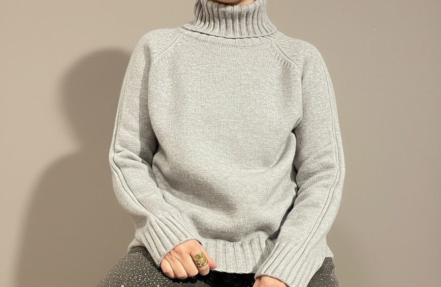 Jersey cuello alto gris