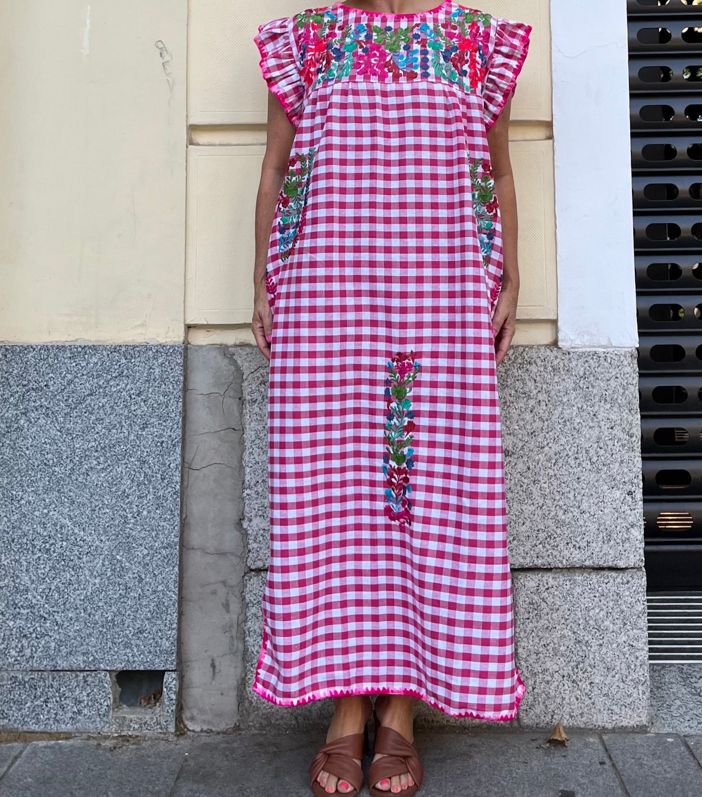 Vestido Vichy fucsia