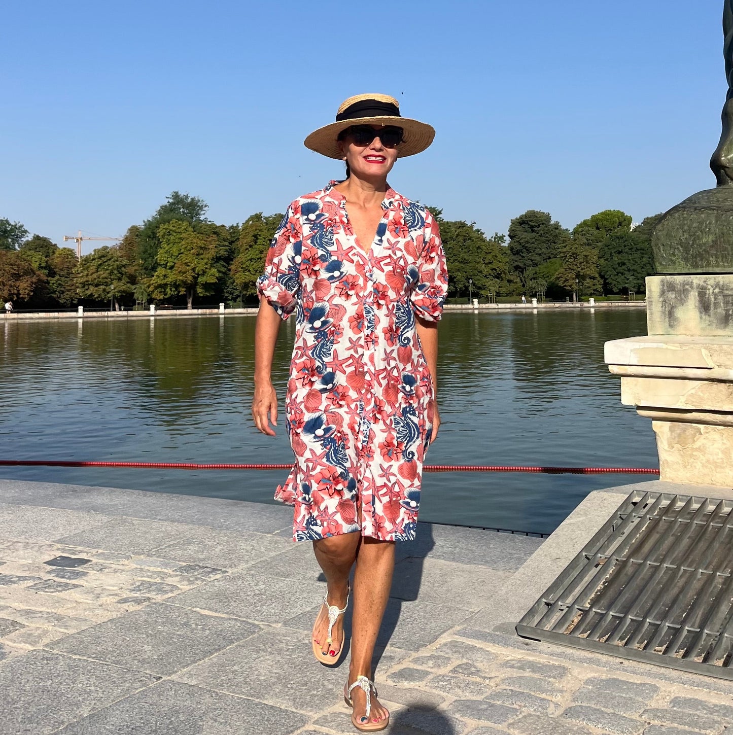 Vestido camisero estampado mujer verano midi
