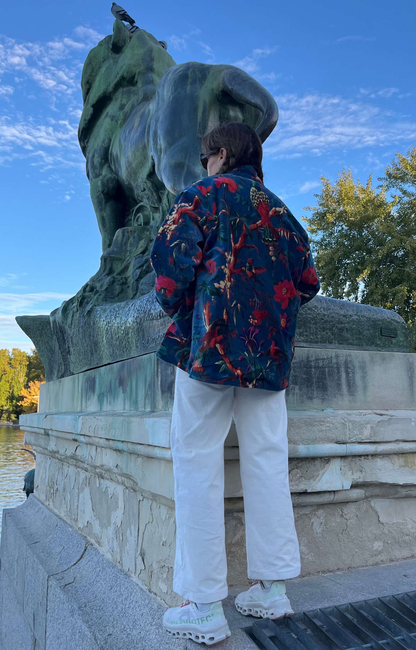 Chaqueta de terciopelo reversible pájaros