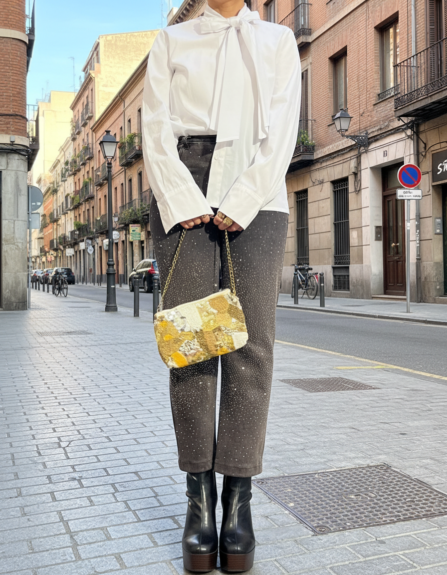 Camisa blanca con cuello lazo,cuello Pussy Bow