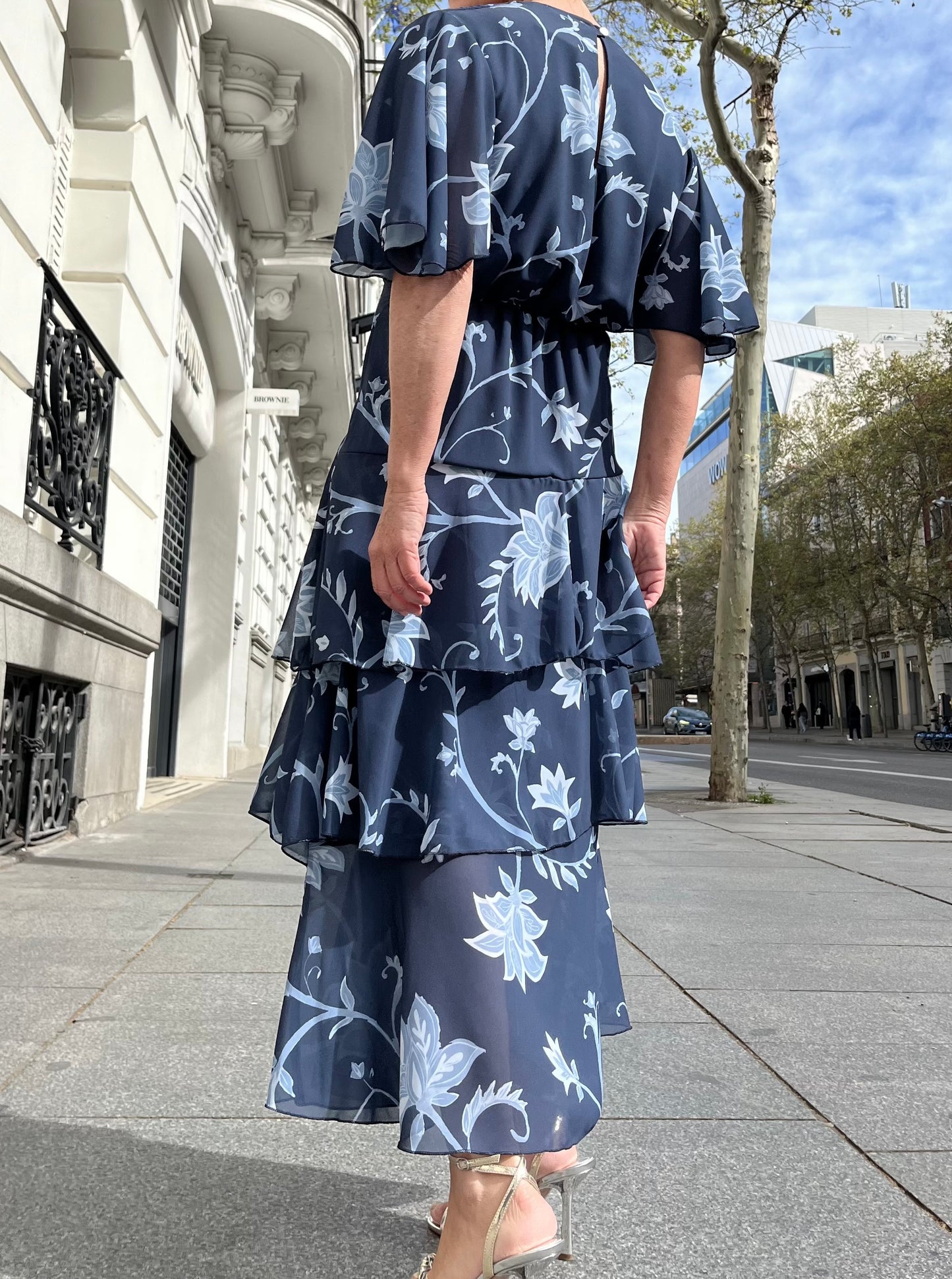 Vestido midi estampado floral azul