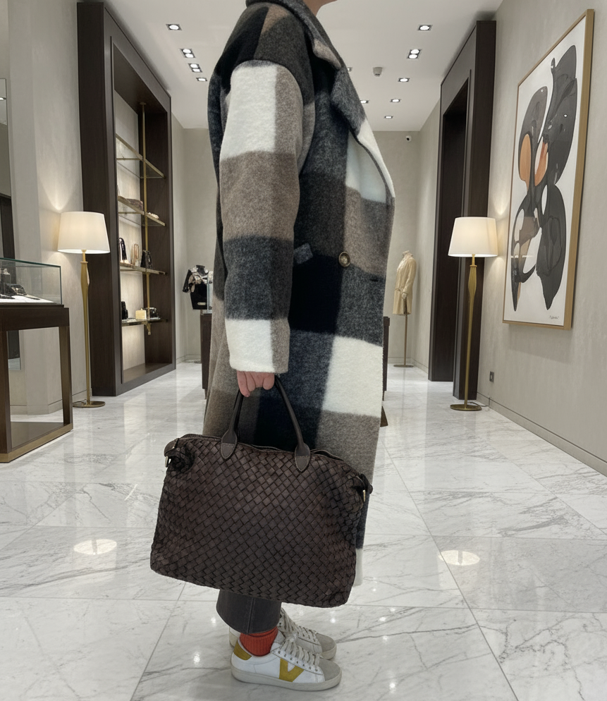 Bolso de piel trenzada con correa extraíble